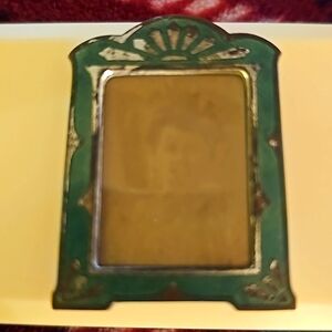 Antique Victorian Mini Green Enamel Picture Frame